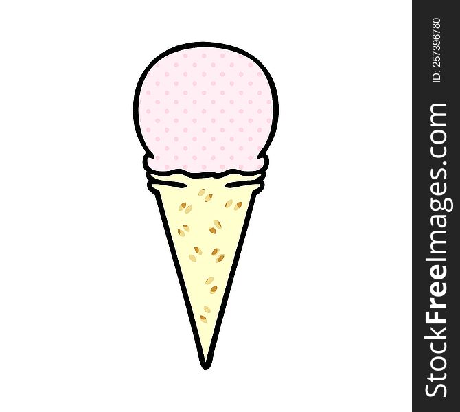 comic book style quirky cartoon strawberry ice cream cone. comic book style quirky cartoon strawberry ice cream cone