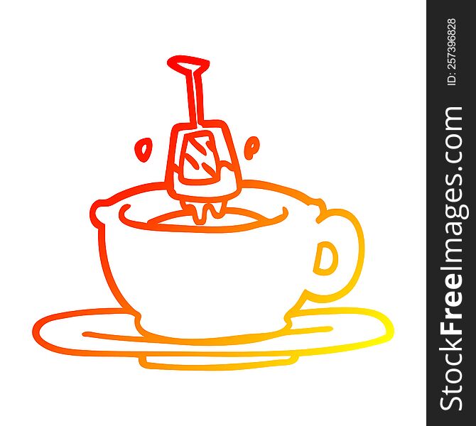 warm gradient line drawing of a cartoon cup of tea