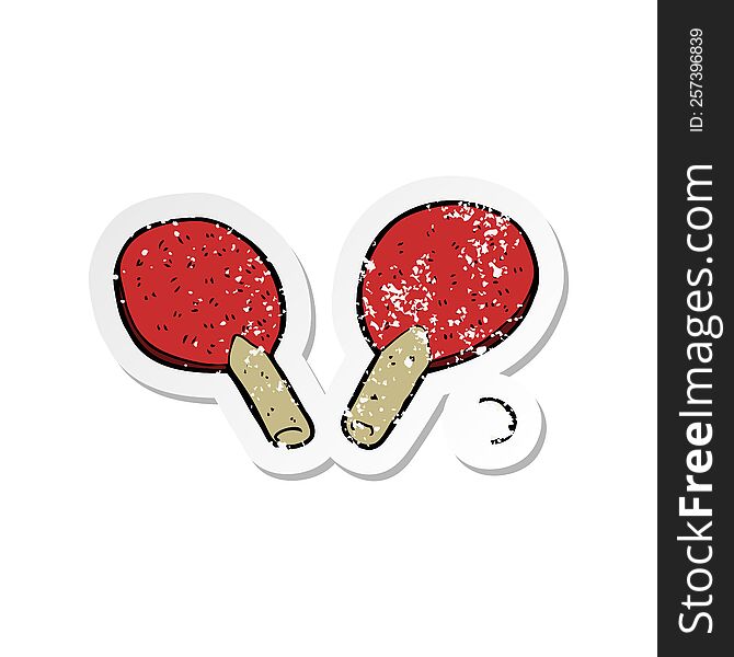 retro distressed sticker of a cartoon table tennis bats