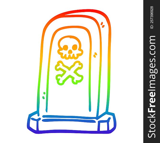 rainbow gradient line drawing of a cartoon spooky victorian grave