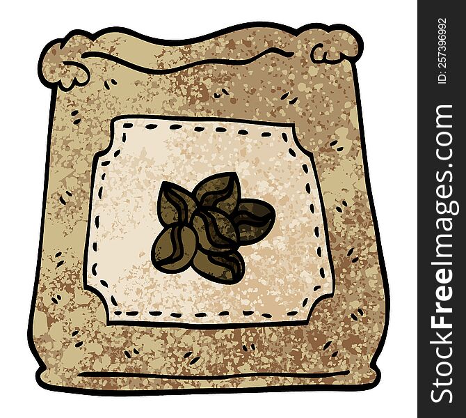 grunge textured illustration cartoon bag of coffee beans