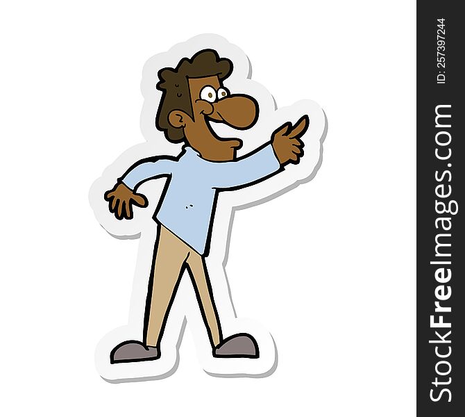 Sticker Of A Cartoon Man Pointing And Laughing