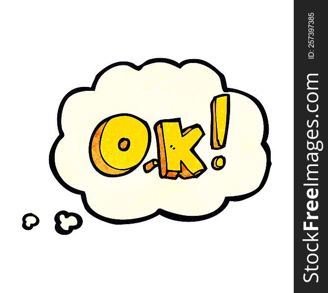 cartoon OK symbol with thought bubble
