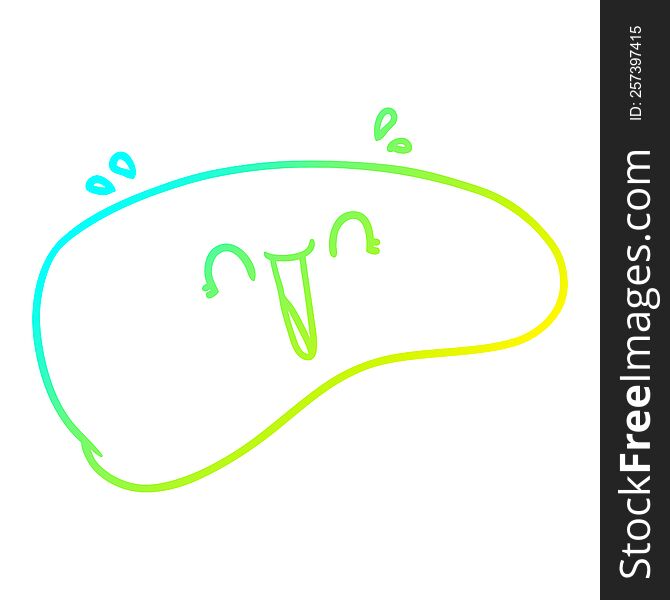 cold gradient line drawing of a cartoon healthy liver