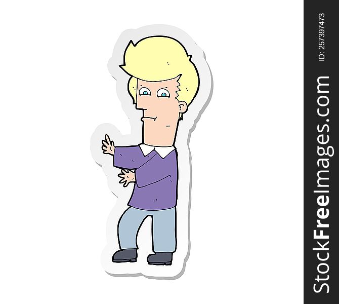 Sticker Of A Cartoon Man Gesturing Wildly