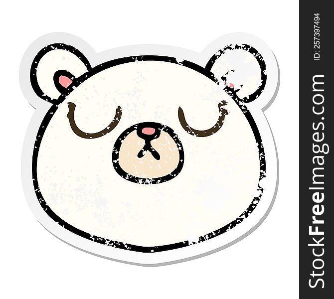 Distressed Sticker Of A Quirky Hand Drawn Cartoon Polar Bear