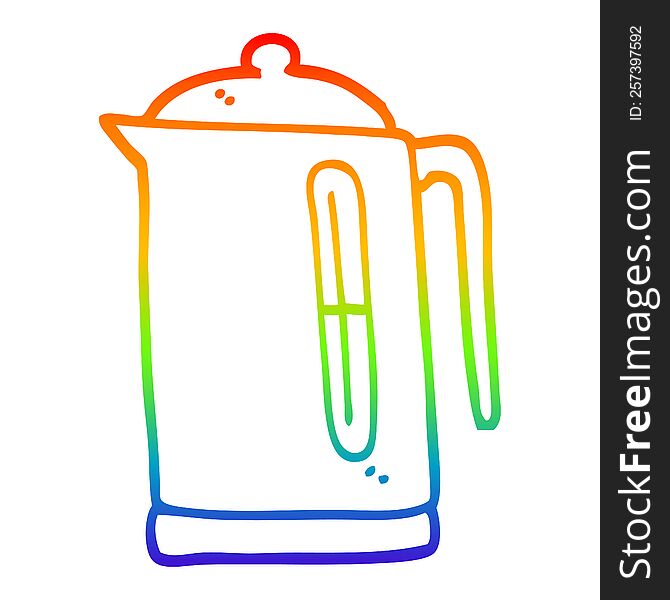 rainbow gradient line drawing of a cartoon kettle