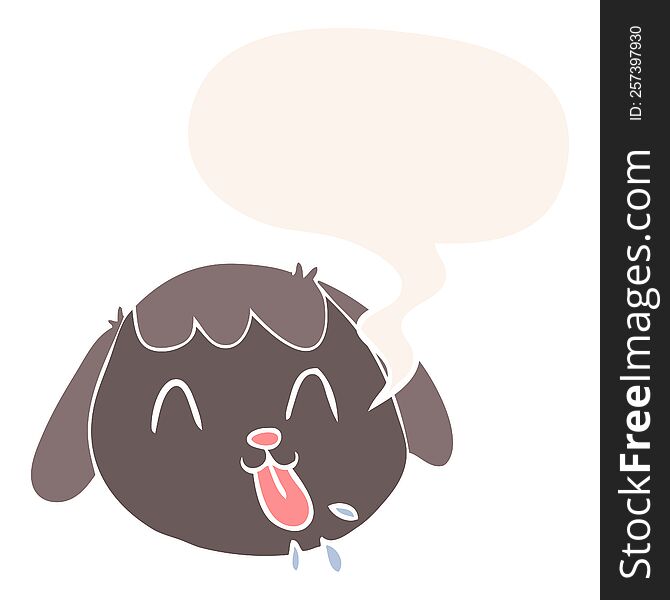 Cartoon Dog Face And Speech Bubble In Retro Style