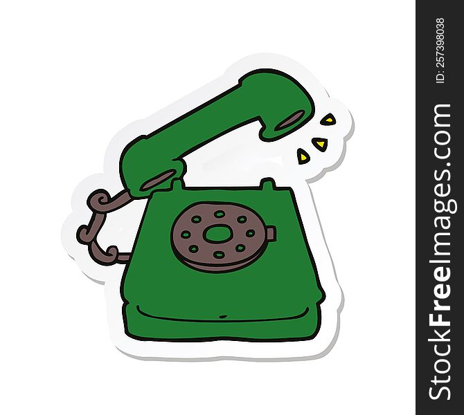 sticker of a cartoon old telephone