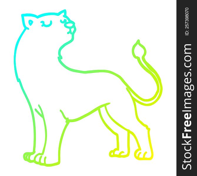cold gradient line drawing of a cartoon lioness