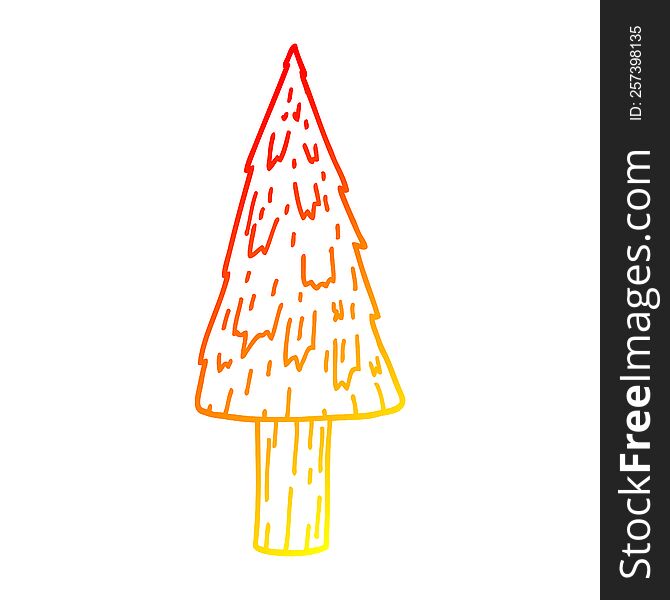 Warm Gradient Line Drawing Cartoon Christmas Tree
