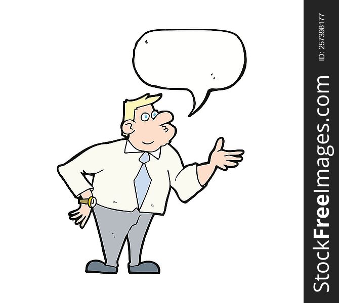 Cartoon Businessman Asking Question With Speech Bubble