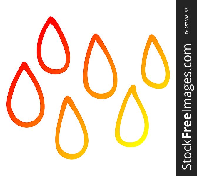 warm gradient line drawing of a cartoon rain drops