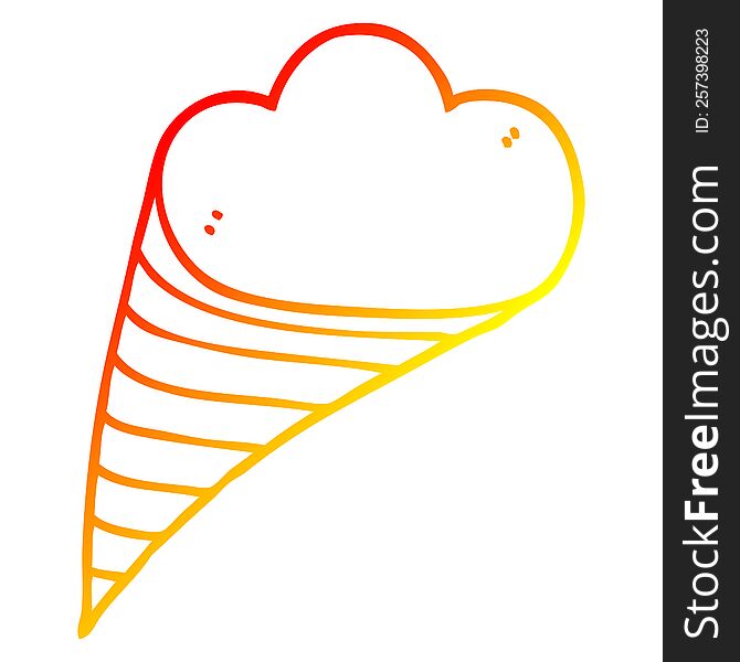 warm gradient line drawing of a cartoon decorative cloud