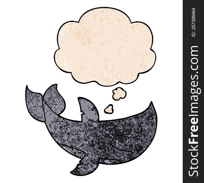 cartoon shark and thought bubble in grunge texture pattern style