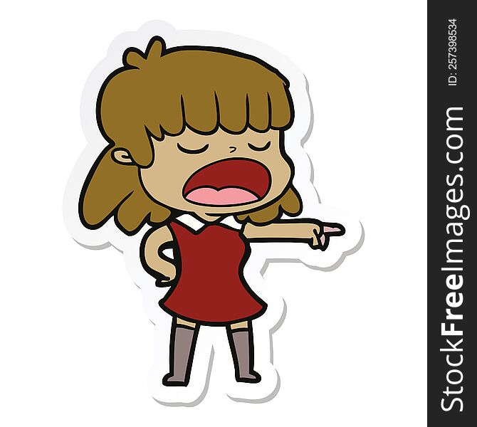 Sticker Of A Cartoon Woman Talking Loudly