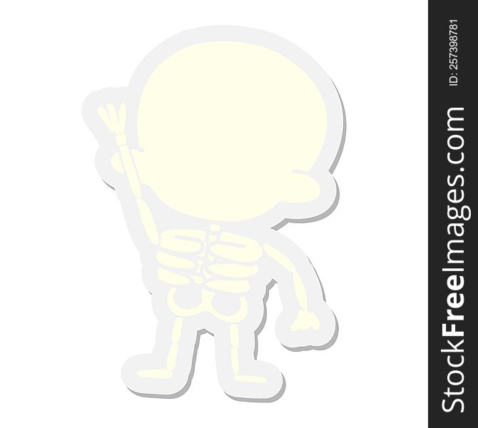 Skeleton Waving Sticker