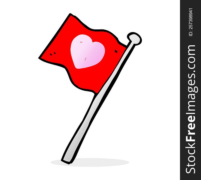 cartoon love heart flag