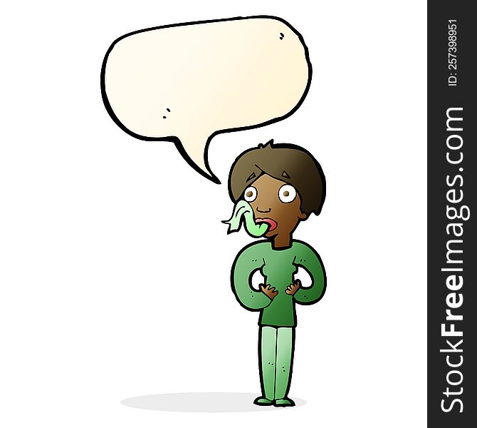 Cartoon Woman Sticking Out Tongue With Speech Bubble