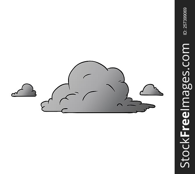 Gradient Cartoon Doodle Of White Large Clouds