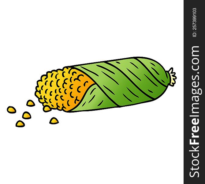 gradient cartoon doodle of fresh corn on the cob