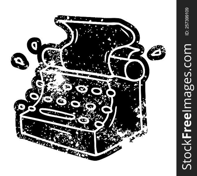 grunge icon drawing of old school typewriter