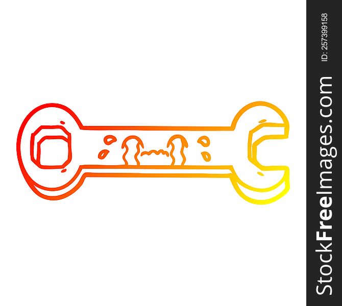 Warm Gradient Line Drawing Cartoon Crying Spanner