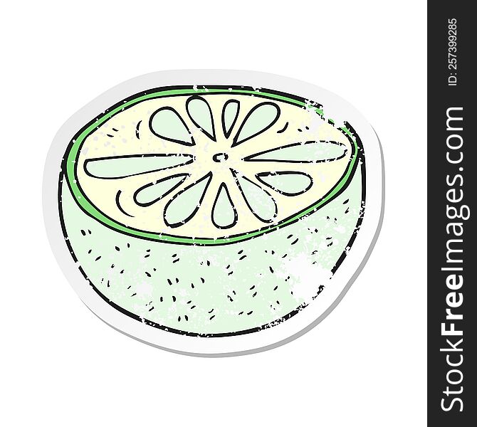 retro distressed sticker of a cartoon half melon