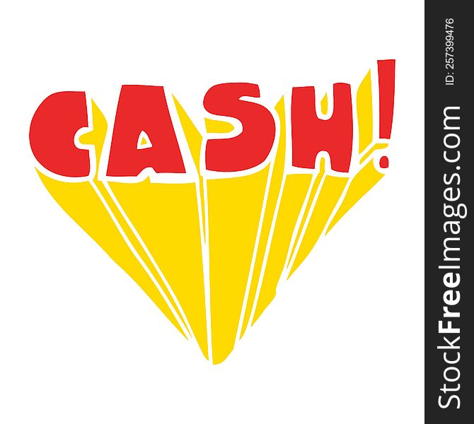 flat color style cartoon word cash