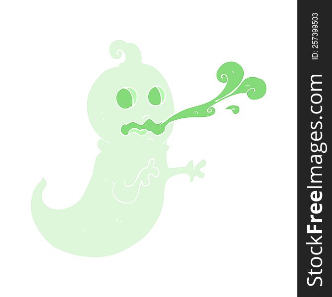 Flat Color Illustration Of A Cartoon Slimy Ghost