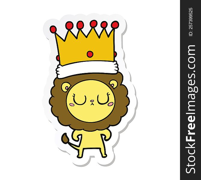 sticker of a cartoon lion with crown