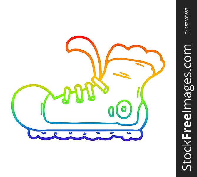 rainbow gradient line drawing of a cartoon sneaker