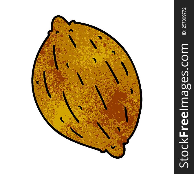 textured cartoon illustration of a single walnut. textured cartoon illustration of a single walnut