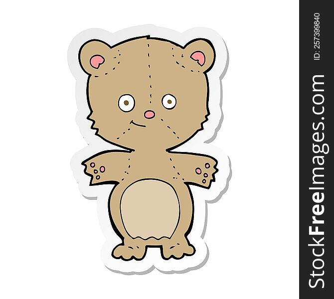 Sticker Of A Cartoon Happy Teddy Bear