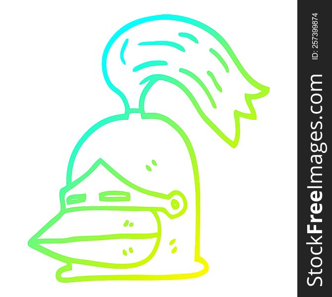 cold gradient line drawing of a cartoon knight helmet