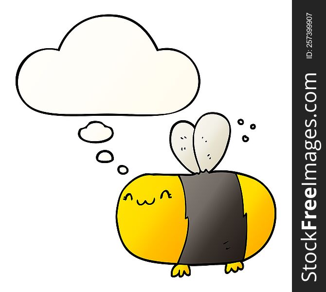 cute cartoon bee with thought bubble in smooth gradient style