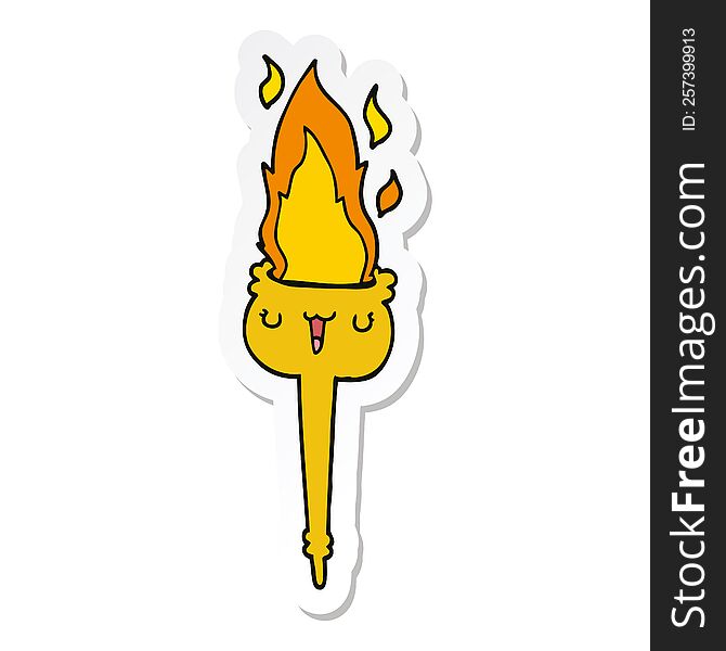 sticker of a cartoon flaming torch