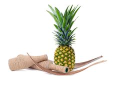 Still Life Of Pineapple And Decorated Bottles Stock Photos Still Life Of Pineapple And Decorated Bottles Stock Photos