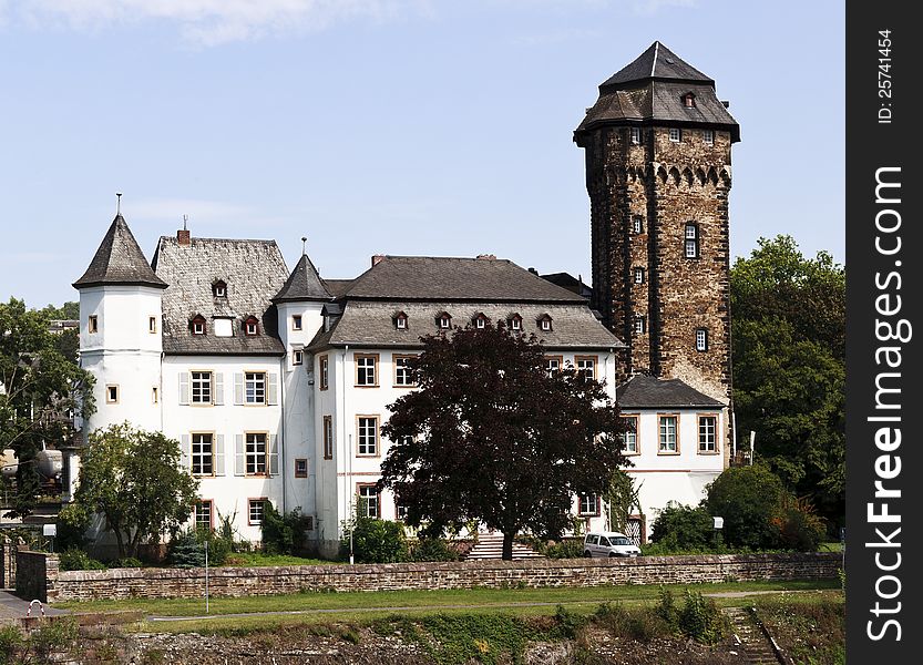 Castle home in Germany taken from the Rhine River perspective. Castle home in Germany taken from the Rhine River perspective