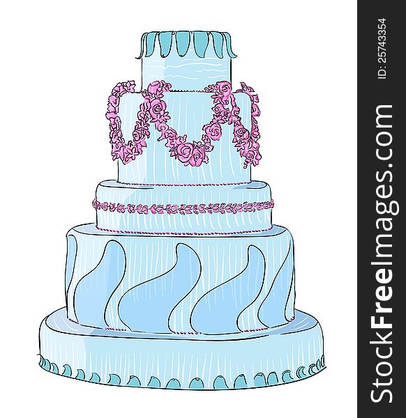 Vector image of a large celebratory cake tasty fun