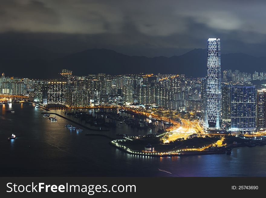 View of Victoria harbor from the peak at Hong Kong. View of Victoria harbor from the peak at Hong Kong