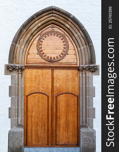 Beautiful old church door in Barcelona