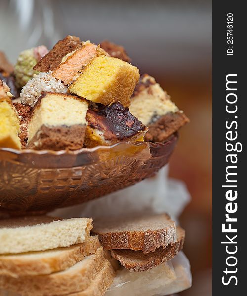 Vase full of tasty homemade cookies and bread. Vase full of tasty homemade cookies and bread