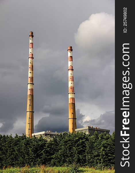 Poolbeg old power plant chimneys. Dublin. Ireland