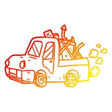 Warm Gradient Line Drawing Old Truck Full Of Junk Stock Image Warm Gradient Line Drawing Old Truck Full Of Junk Stock Image