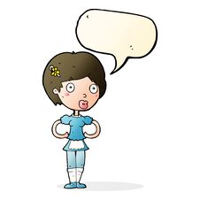 Free Cartoon Woman In French Maid Outfit With Speech Bubble Royalty Free Stock Photos - 257408398