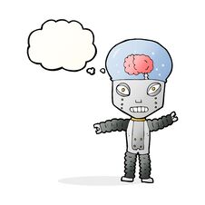 Free Cartoon Future Robot With Thought Bubble Stock Images - 257408514