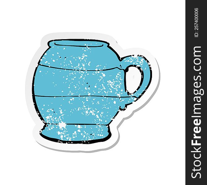 Retro Distressed Sticker Of A Cartoon Old Style Mug