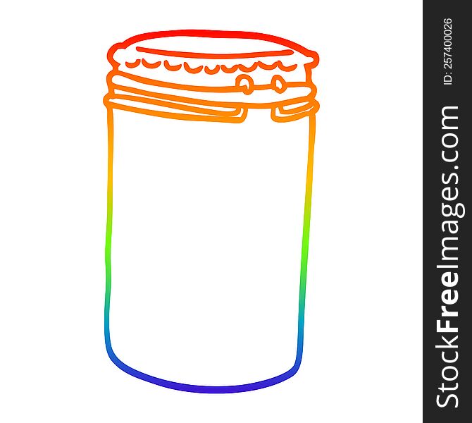 rainbow gradient line drawing of a cartoon storage jar