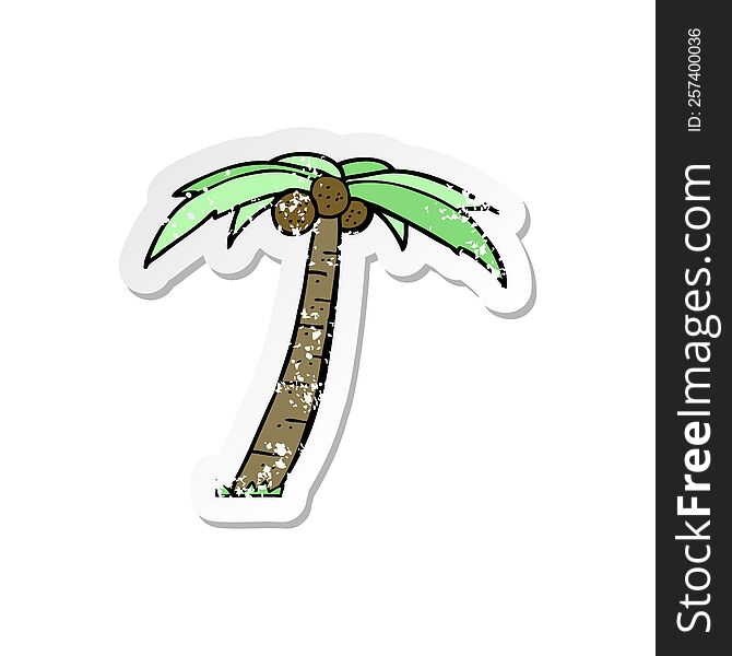 retro distressed sticker of a cartoon palm tree